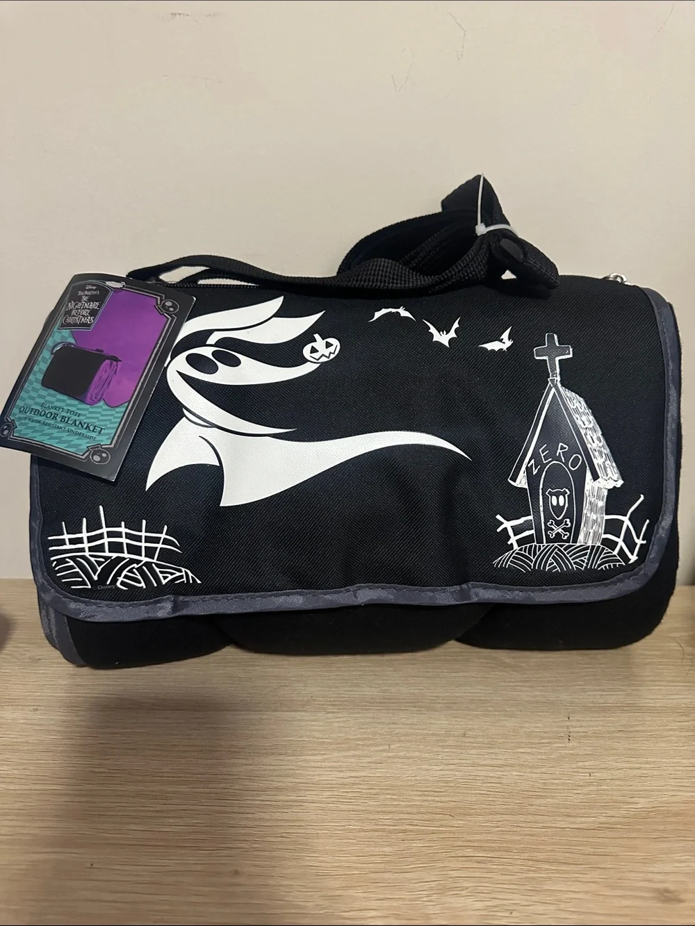 Disney Nightmare Before Christmas Zero Picnic Blanket Tote NWT